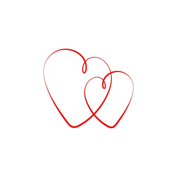 Kalp Vektör Simgeleri Kırmızı Kalp Beyaz Arka Planda Izole Edilmiş — Stok Vektör