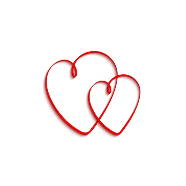 Kalp Beyaz Arka Planda Izole Edilmiş Gölgeli Kırmızı Kalpler Kalp — Stok Vektör