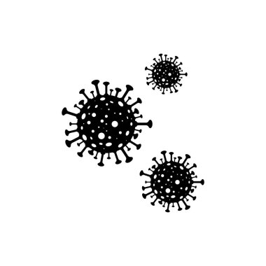 Bakteri hücre vektör simgesi. Coronavirus bakterisi, beyaz arka planda izole edilmiş. Düz dizaynlı üç bakteri simgesi. Vektör illüstrasyonu