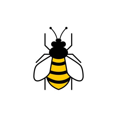 Arı yassı ikonu. Arı, beyaz arka planda izole edilmiş. Modern düz dizaynda arı simgesi. Vektör illüstrasyonu.