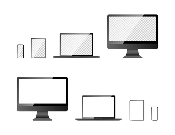 Dispositivos Pantalla Colección Maquetas Pantalla Del Ordenador Ordenador Portátil Tableta — Archivo Imágenes Vectoriales