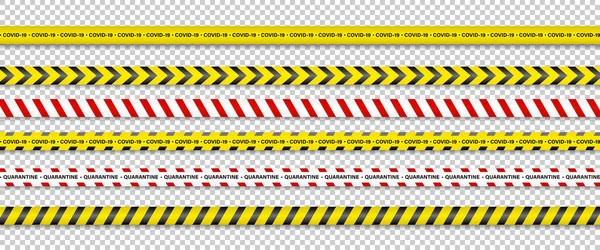 Warning Stripes Coronavirus Warning Stripes Covid Signs Quarantine Biohazard Symbol — Stock Vector