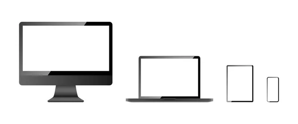 Collezione Mockup Schermo Dispositivi Schermo Del Computer Laptop Tablet Telefono — Vettoriale Stock