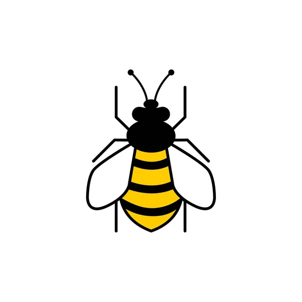Včelí Plochá Ikona Včela Izolovaná Bílém Pozadí Včelí Ikona Moderním — Stockový vektor