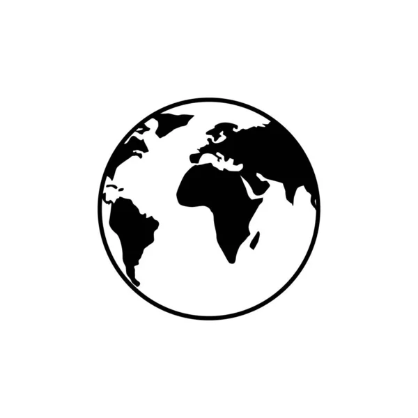 Toprak Dünya Küre Vektör Simgesi Siyah Dünya Haritası Daire Şeklinde — Stok Vektör