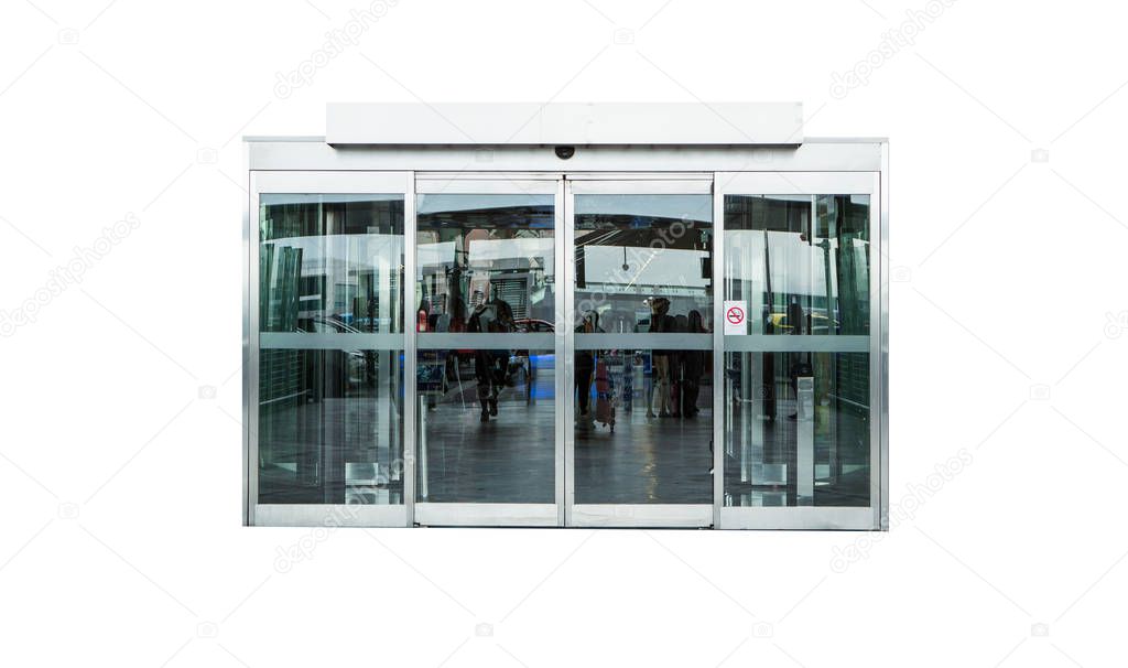 automatic glass door isolated on white backgroun