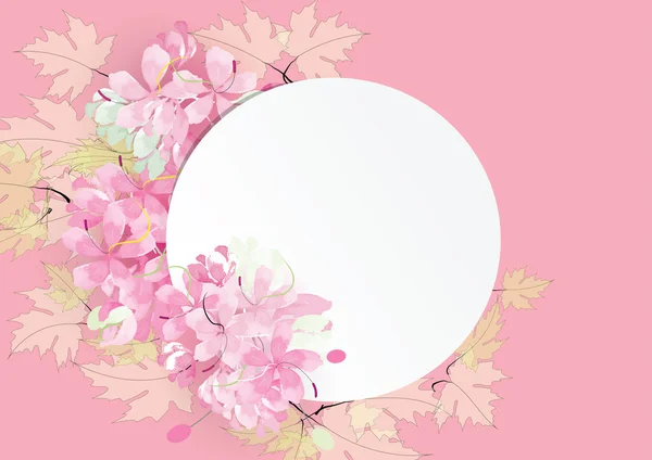Bouquet cercle de fleurs roses sur fond blanc, illustration vectorielle Illustration De Stock