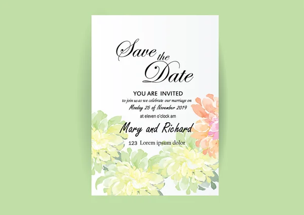 Zestaw wesele zaproszenie karta kwiaty, kwiat Abstrakcja karty dla pędzla background.art projektowania wektorowego obiektu lub karty — Wektor stockowy