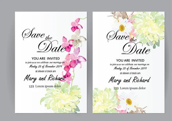 Ensemble de fleurs de carte d'invitation de mariage, carte de fleur abstraite pour l'illustration vectorielle de conception de brosse d'objet ou de carte background.art Illustrations De Stock Libres De Droits