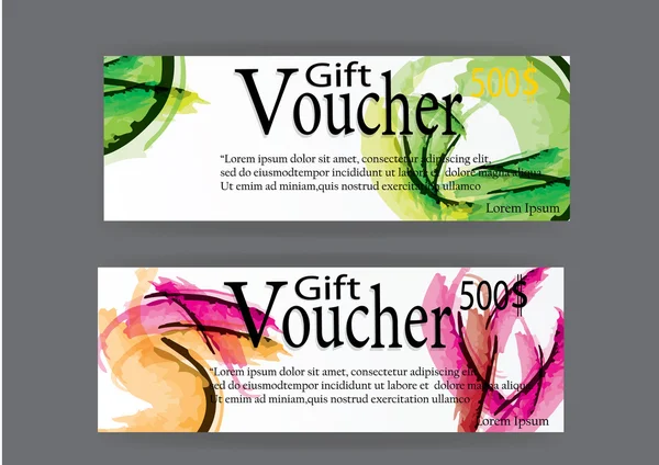 Gift voucher for marketing promotion with  abstract watercolor background — Stock Vector