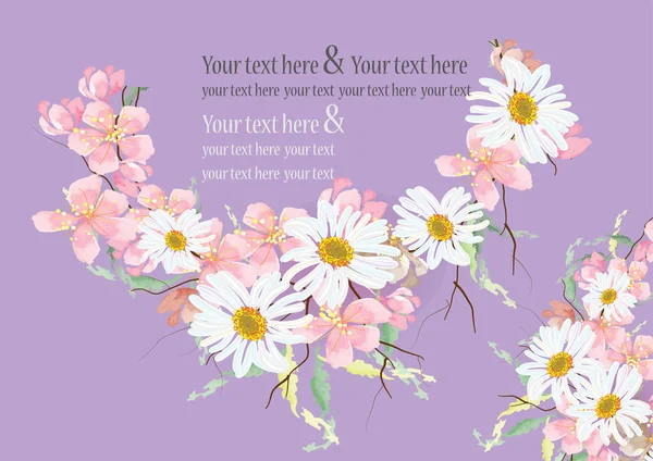 Daisy flowers and cherry blossom flowers   for object or background — Stock vektor