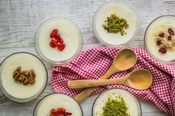 Turkish Dessert Muhallebi / Homemade Pudding. — Stock Photo, Image