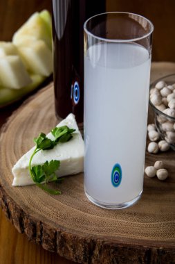 Turkish Drink Raki with Salgam / Turnip water and white chickpea clipart