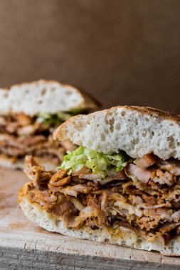 Türk tavuk döner sandviç pide ile.