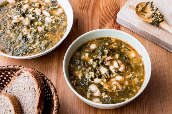Turkish Kara Lahana corbasi / Black Cabbage or Kale Soup — Stock Image Turkish Kara Lahana corbasi / Black Cabbage or Kale Soup Stock Image