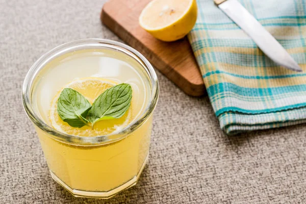 레모네이드 음료와 민트 잎과 레몬 소 다 물. — 스톡 사진