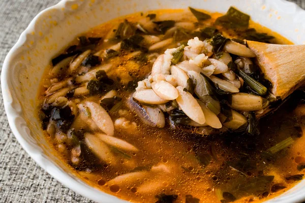Orzo soep met gerst, bulgur en peterselie / arpa sehriyeli corba — Stockfoto