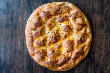 Turkish Ramadan Pita or Ramazan Pidesi. (Pide)