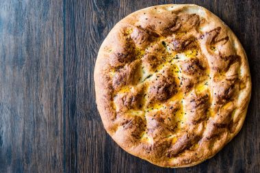 Turkish Ramadan Pita or Ramazan Pidesi. (Pide)