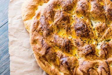 Turkish Ramadan Pita or Ramazan Pidesi. (Pide)
