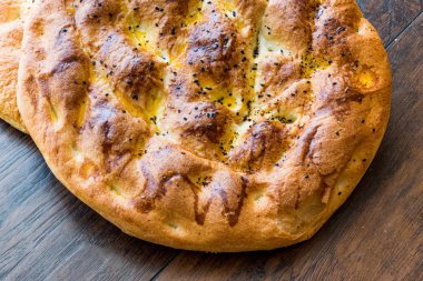 Turkish Ramadan Pita or Ramazan Pidesi. (Pide)