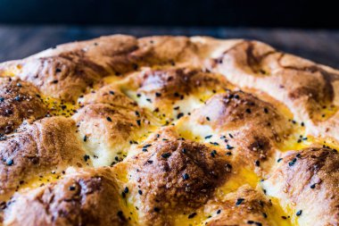 Turkish Ramadan Pita or Ramazan Pidesi. (Pide)