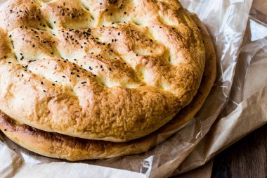Turkish Ramadan Pita or Ramazan Pidesi. (Pide)