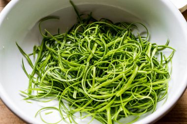 Yeşil bezelye Pod veya bir kase içinde deniz hayvanı kabuğu.