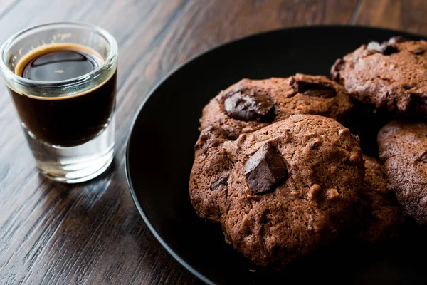 Brownie Chocolate Cookies with espresso — Stock Photo, Image