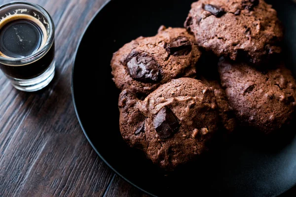 Brownie Chocolate Cookies with espresso — Stock Photo, Image