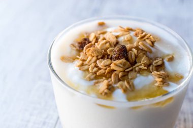 Bal ve granola ile Yunan yoğurt