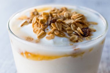 Bal ve granola ile Yunan yoğurt