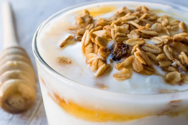 Bal ve granola ile Yunan yoğurt