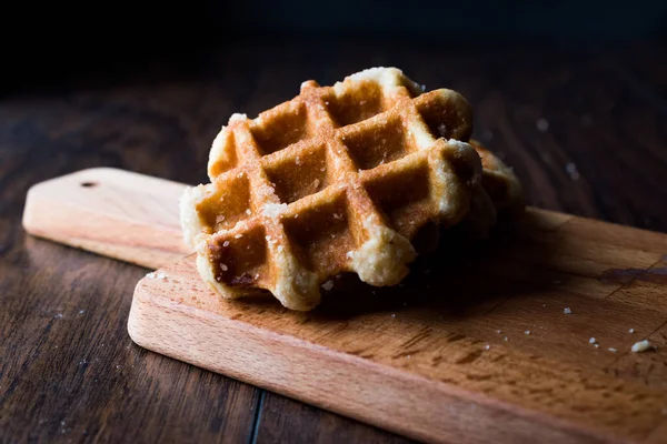 Plain Belgium Waffle on wooden surface. — Stock Photo, Image