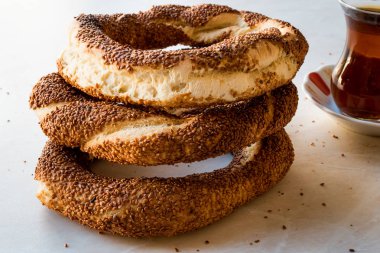 Geleneksel çay simit Simit.