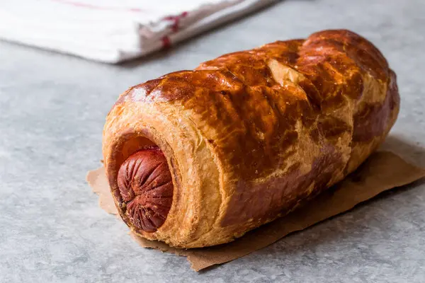 Fresh Baked Sausage Rolls with Croissant. — Stock Photo, Image