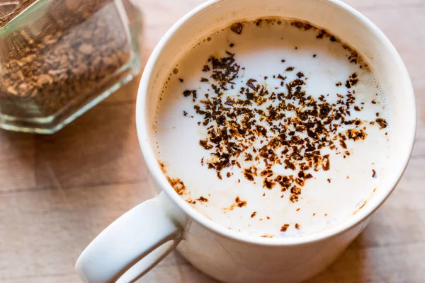 Instant Granulated Coffee Powder with Milk in Cup — Stock Photo, Image