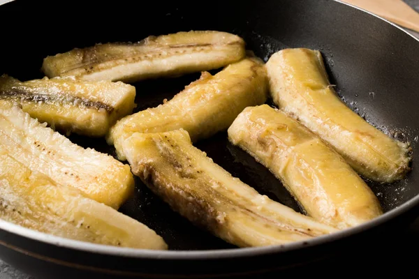 Homemade Sauteed Fried Bananas in Pan — Stock Photo, Image
