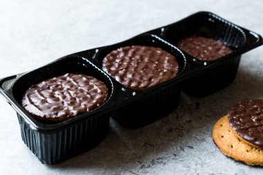 Çikolata kaplı plastik kutu yuvarlak Yafa Çerez / konteyner