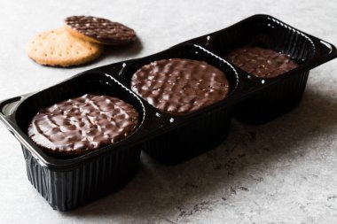 Çikolata kaplı plastik kutu yuvarlak Yafa Çerez / konteyner