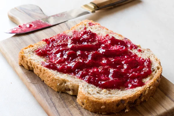 Raspberry Jam with Toast Bread / Marmalade — Stock Photo, Image