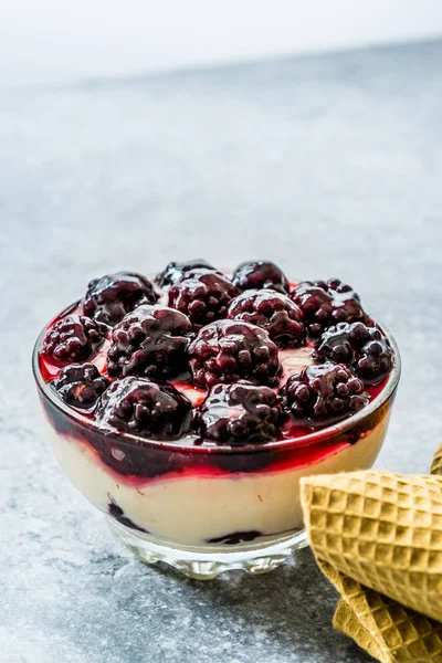 Kefir Parfait com Blackberry e Iogurte / Iogurte . — Fotografia de Stock