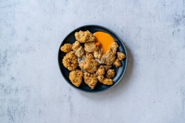 Karaage Japanese Styled Fried Chicken with Sauce / Karaagedon. Traditional Food.