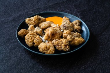Karaage Japanese Styled Fried Chicken with Sauce / Karaagedon. Traditional Food.