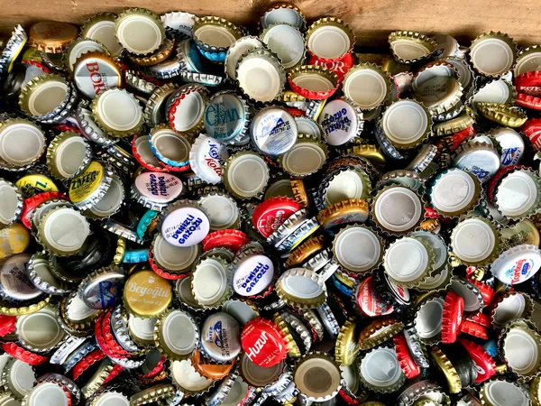 Istanbul, Turkey - February 23, 2018: Turkish Traditional Soda Bottle Cap Collection / Gazoz. Ready to Use. — Stock Photo, Image