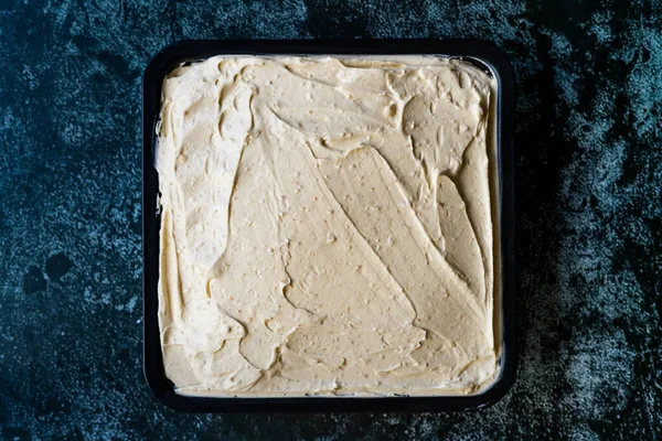 Mrożone Ciasto Czekoladowe Masłem Orzechowym Brownie Square Mold Organiczny Zdrowy — Zdjęcie stockowe