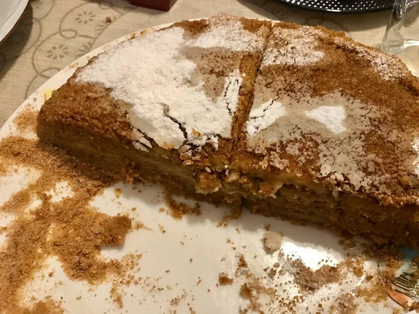 Pastel Ruso Casero Medovik Con Miel Canela Azúcar Polvo Postre —  Fotos de Stock