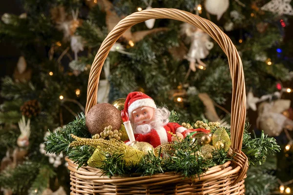 Christmas basket under the tree