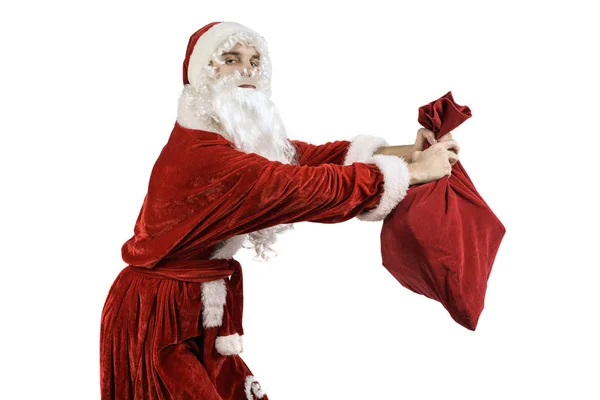 Święty Mikołaj z torbą prezentów — Zdjęcie stockowe