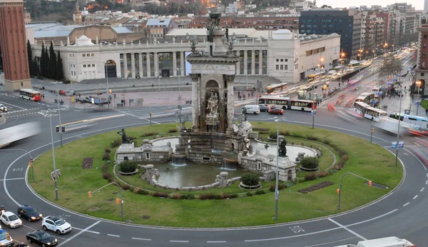 Fontány ve čtvrti Espaa Montjuic Plaza — Stock fotografie